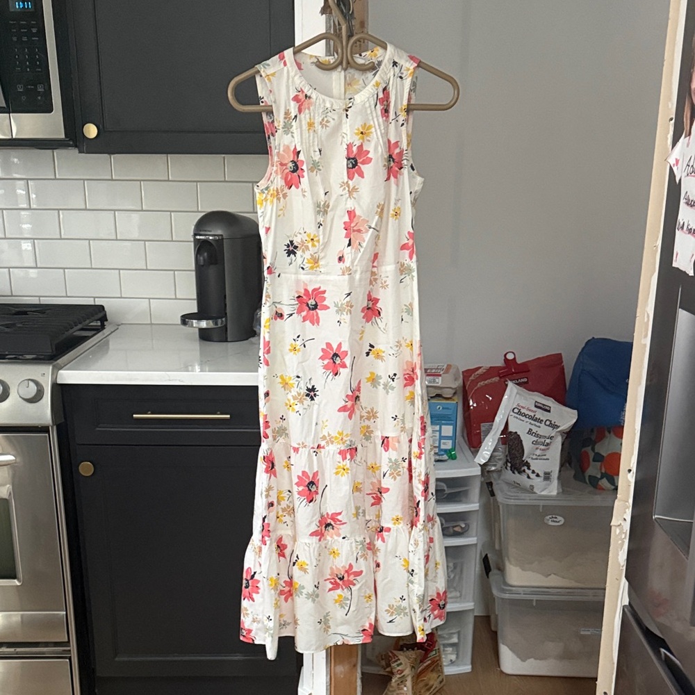 GAP Floral Sleeveless Midi Dress - White and Pink